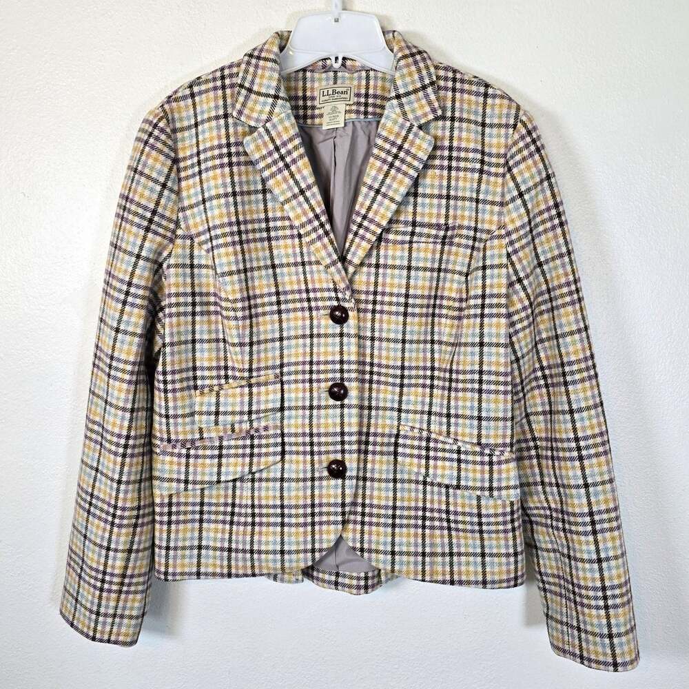 L.L. Bean Blazer Women's 10R Brown Multi Wool Blend Classic Academia Old Money